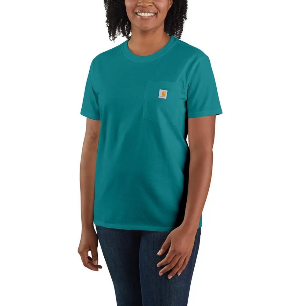 EUC Carhartt Loose Fit Pocket T-Shirt in Shaded Spruce color, XS